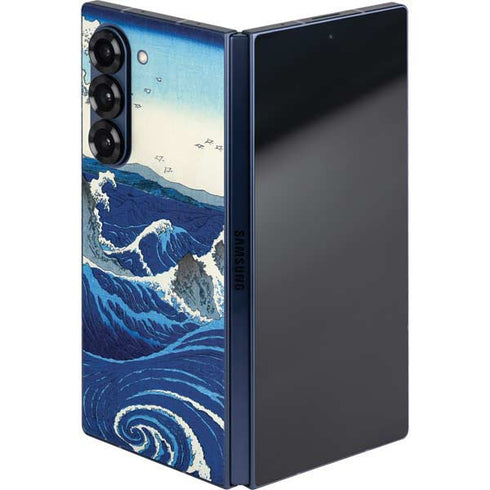 View of the Naruto whirlpools at Awa by Hiroshige Galaxy Z Fold6 Skin