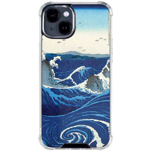 View of the Naruto whirlpools at Awa by Hiroshige iPhone 15 Clear Case