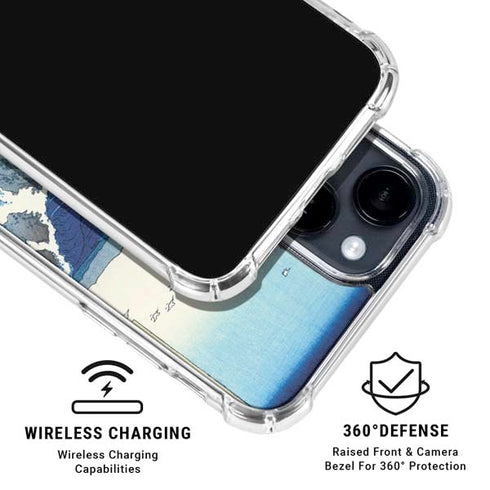 View of the Naruto whirlpools at Awa by Hiroshige iPhone 15 Clear Case