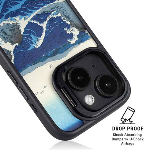 View of the Naruto whirlpools at Awa by Hiroshige iPhone 15 Plus Kickstand Case