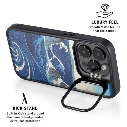 View of the Naruto whirlpools at Awa by Hiroshige iPhone 15 Pro Max Kickstand Case