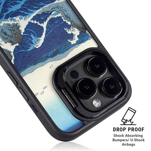 View of the Naruto whirlpools at Awa by Hiroshige iPhone 15 Pro Max Kickstand Case