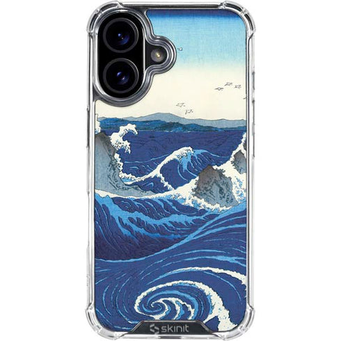 View of the Naruto whirlpools at Awa by Hiroshige iPhone 16 Clear Case