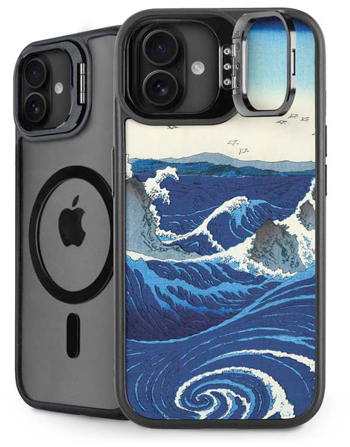 View of the Naruto whirlpools at Awa by Hiroshige iPhone 16 Plus Kickstand Case