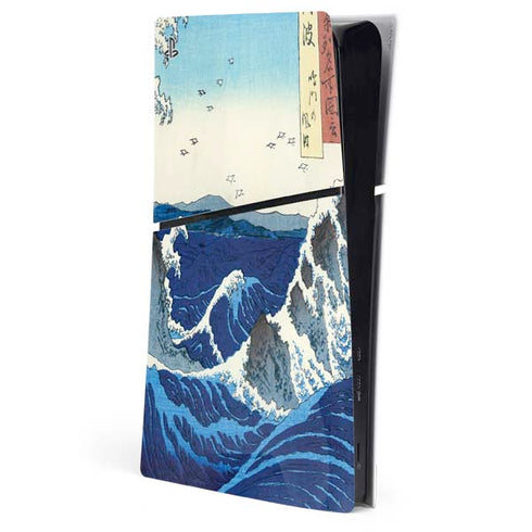 View of the Naruto whirlpools at Awa by Hiroshige PS5 Slim Digital Edition Console Skin