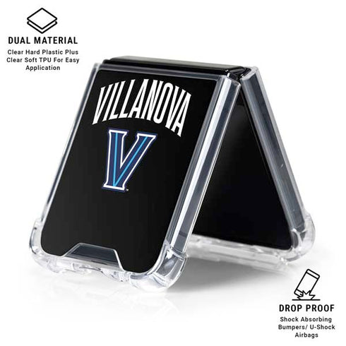 Villanova University V Black Galaxy Z Flip7 Clear Case