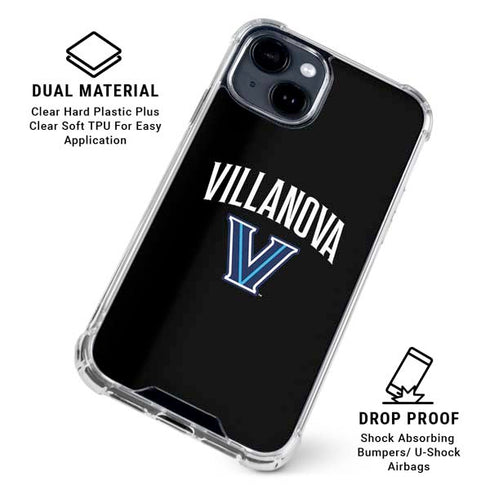 Villanova University V Black iPhone 15 Plus Clear Case