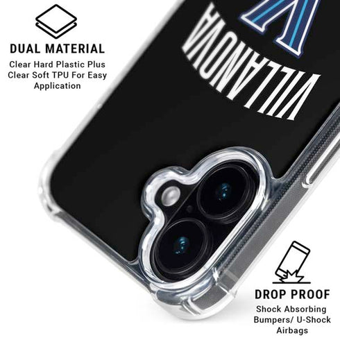Villanova University V Black iPhone 16 Clear Case