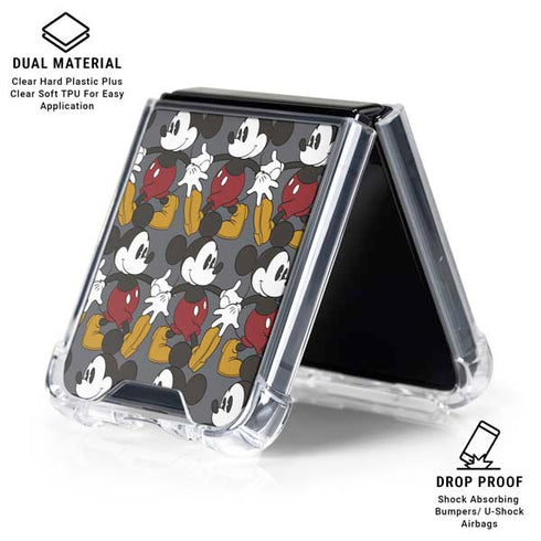 Disney Mickey Mouse Vintage Pattern Galaxy Z Flip6 Clear Case