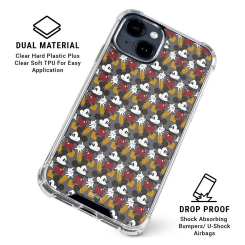Disney Mickey Mouse Vintage Pattern iPhone 15 Clear Case