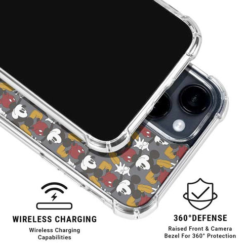 Disney Mickey Mouse Vintage Pattern iPhone 15 Clear Case