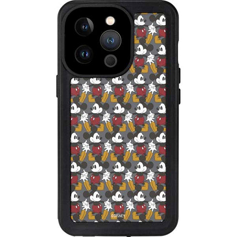 Disney Mickey Mouse Vintage Pattern iPhone 15 Pro Waterproof Case