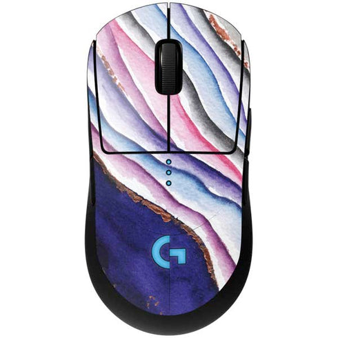 Violet Watercolor Geode G Pro Wireless Gaming Mouse Skin