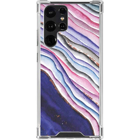 Violet Watercolor Geode Galaxy S23 Ultra Clear Case