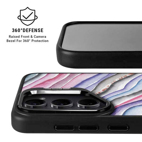 Violet Watercolor Geode Galaxy S25 Plus Kickstand Case