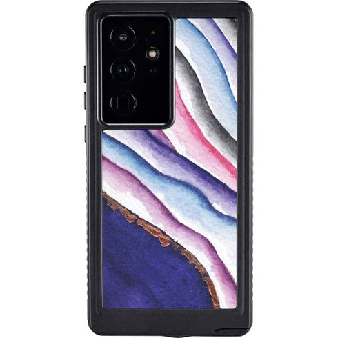 Violet Watercolor Geode Galaxy S24 Ultra Waterproof Case
