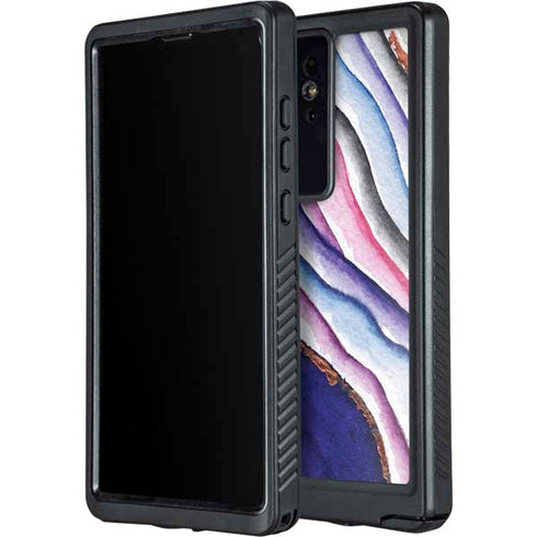 Violet Watercolor Geode Galaxy S24 Ultra Waterproof Case