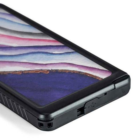Violet Watercolor Geode Galaxy S24 Ultra Waterproof Case