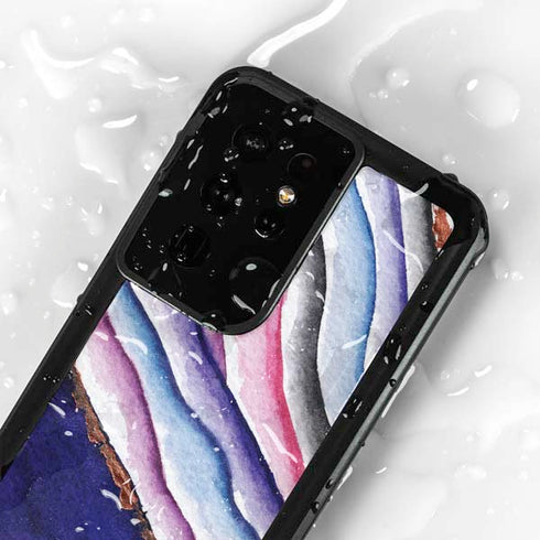 Violet Watercolor Geode Galaxy S24 Ultra Waterproof Case