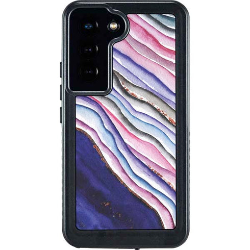 Violet Watercolor Geode Galaxy S24 Waterproof Case