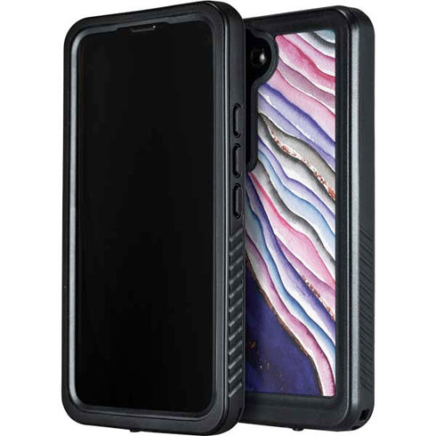 Violet Watercolor Geode Galaxy S24 Waterproof Case