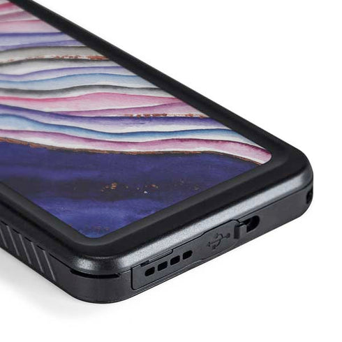 Violet Watercolor Geode Galaxy S24 Waterproof Case