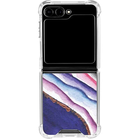 Violet Watercolor Geode Galaxy Z Flip6 Clear Case