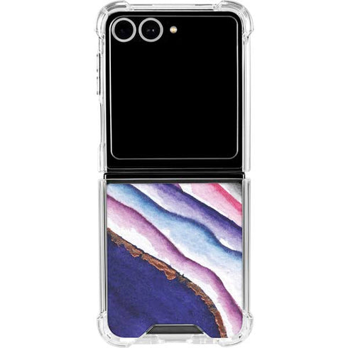 Violet Watercolor Geode Galaxy Z Flip7 Clear Case