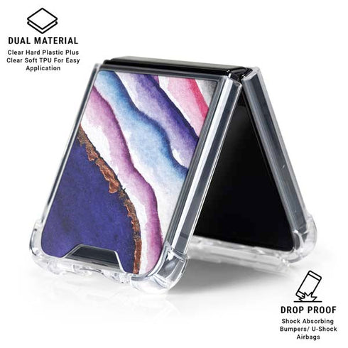 Violet Watercolor Geode Galaxy Z Flip7 Clear Case