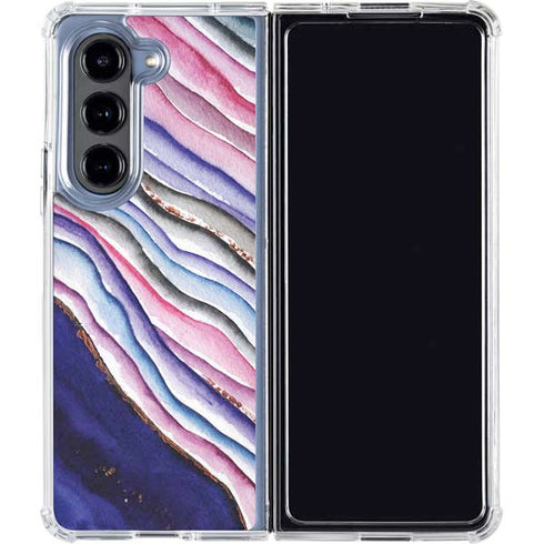 Violet Watercolor Geode Galaxy Z Fold5 5G Clear Case