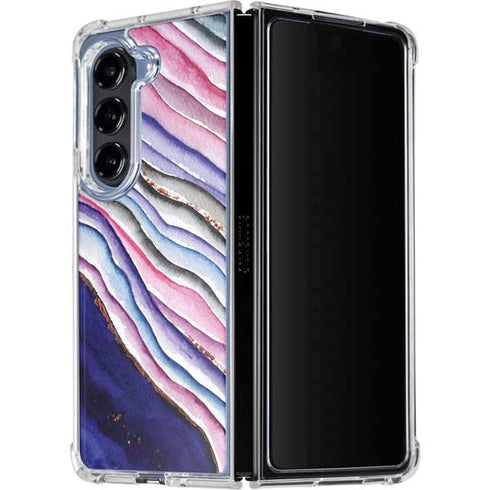 Violet Watercolor Geode Galaxy Z Fold5 5G Clear Case