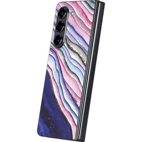 Violet Watercolor Geode Galaxy Z Fold5 5G Skin