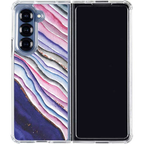 Violet Watercolor Geode Galaxy Z Fold6 Clear Case