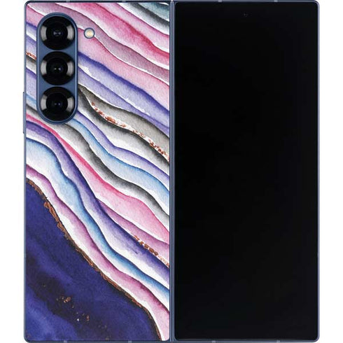 Violet Watercolor Geode Galaxy Z Fold6 Skin