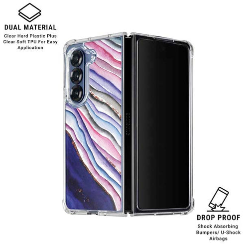 Violet Watercolor Geode Galaxy Z Fold7 Clear Case