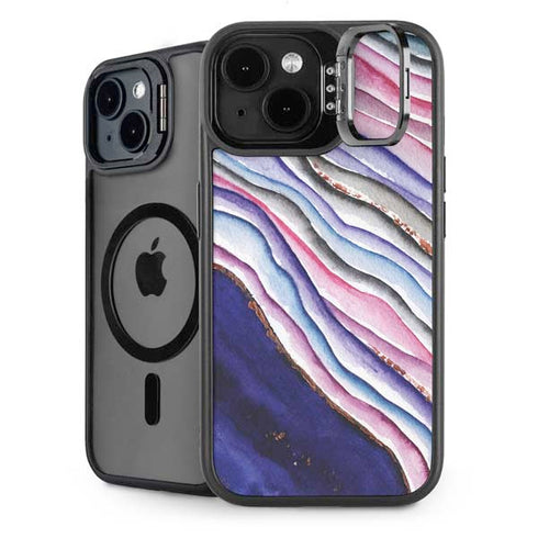 Violet Watercolor Geode iPhone 14 Plus Kickstand Case