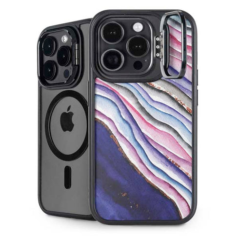 Violet Watercolor Geode iPhone 14 Pro Max Kickstand Case