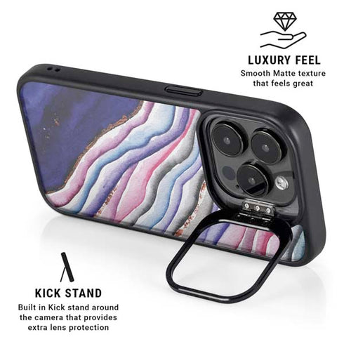 Violet Watercolor Geode iPhone 14 Pro Max Kickstand Case