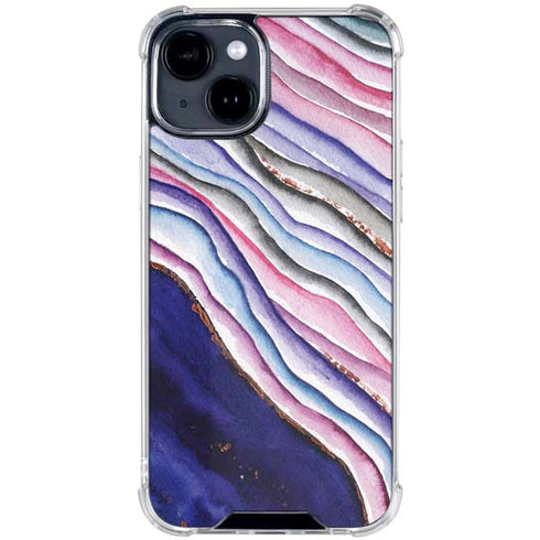 Violet Watercolor Geode iPhone 15 Clear Case