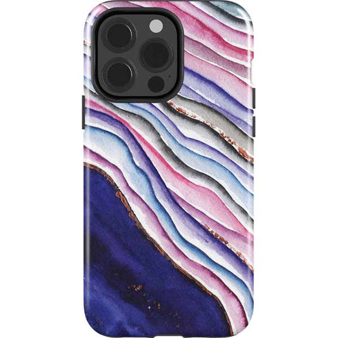 Violet Watercolor Geode iPhone 15 Pro Impact Case