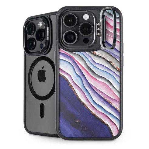 Violet Watercolor Geode iPhone 15 Pro Max Kickstand Case