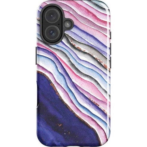 Violet Watercolor Geode iPhone 16 Impact Case