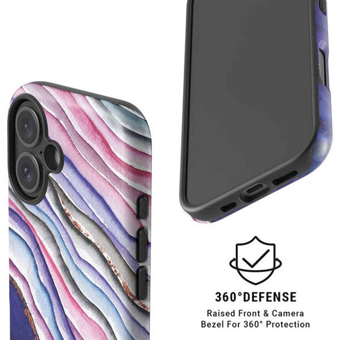 Violet Watercolor Geode iPhone 16 Magsafe Impact Case