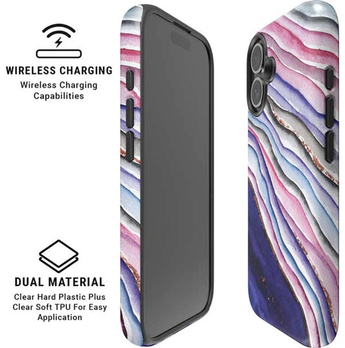 Violet Watercolor Geode iPhone 16 Magsafe Impact Case