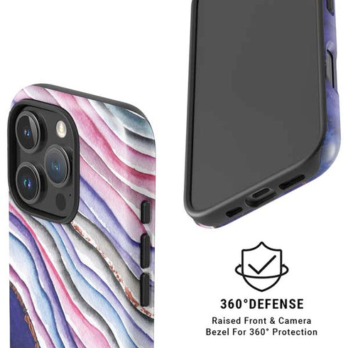 Violet Watercolor Geode iPhone 16 Pro Magsafe Impact Case