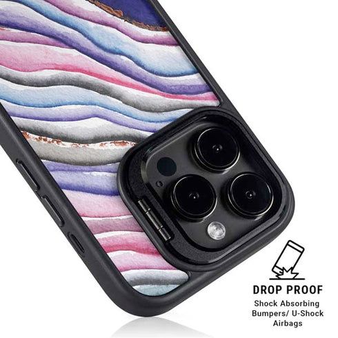 Violet Watercolor Geode iPhone 16 Pro Max Kickstand Case