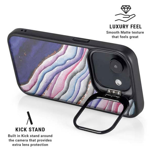 Violet Watercolor Geode iPhone 16e Kickstand Case