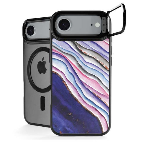 Violet Watercolor Geode iPhone 17 Air Kickstand Case