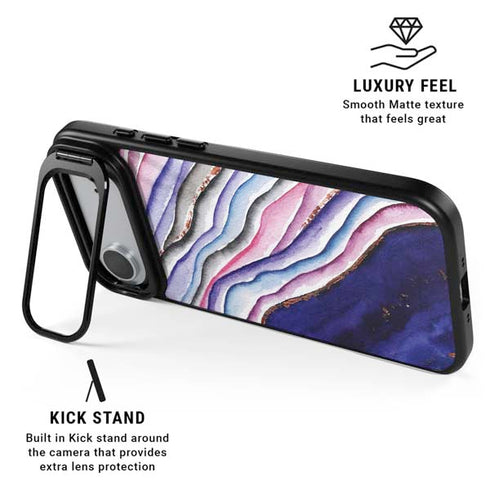 Violet Watercolor Geode iPhone 17 Air Kickstand Case