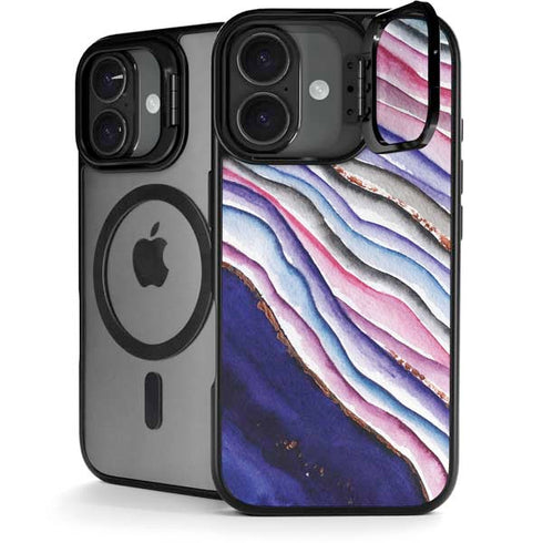 Violet Watercolor Geode iPhone 17 Kickstand Case